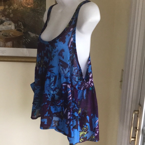 FREE PEOPLE TANK TOP HI-LO HEM Royal blue / Purple Size S - Picture 2 of 16